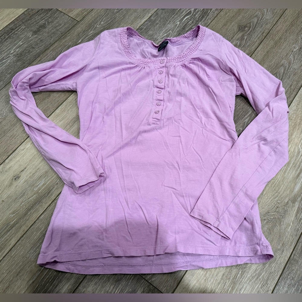 Lavender Long Sleeve Henley Top